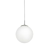 EGLO Pendellampe Rondo, 1 flammige Pendelleuchte, Hängeleuchte aus Metallin Silber, Glas in Opal...
