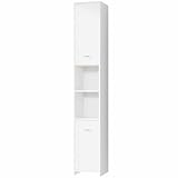 Casaria® Badezimmerschrank 30cm Breit Hochschrank Weiß 6 Fächer Verstellbar 2 Türen Mit...