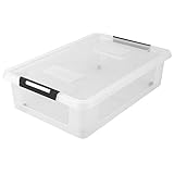 HRB 2er Set transparente Aufbewahrungsbox Rollbar Unterbettbox mit Deckel Clickverschluss - Ideal...