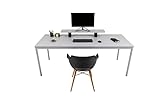 furni24 Schreibtisch-Stahl 200x80x75cm, Grau, TÜV/GS-Einfache Montage, Arbeitstisch, Bürotisch,...