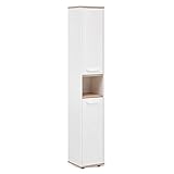 BadeDu ARC Hochschrank mit verchromten Griffen – Schrank für das Badezimmer (30 cm x 177 cm x 28...
