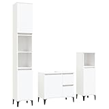 Massbinet 3-TLG. Badmöbel-Set Weiß Holzwerkstoff Einfache Mode Stil Badezimmerschrank...