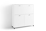 byLIVING Sekretär Montana/Sekretär matt weiß/Office-Schrank mit 1 Klappe und 2 Türen/Schwarze...