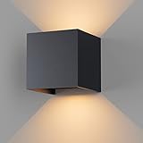 K-Bright LED Wandleuchten Innen/Außen 12W Wandlampe Innen Auf und ab Einstellbarer Lichtstrahl...
