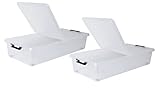 XL Unterbett Kommode mit Rollen 36L 80cm Deckel Spielzeug Box Aufbewahrung Kiste Aufbewahrungsbox...