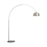 Qazqa - Moderne Bogenlampe Stahl I Silber I nickel matt verstellbar - Grande I Wohnzimmer -...