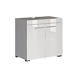 trendteam smart living - Amanda - Waschbeckenunterschrank - Weiß/Weiß Hochglanz - 1 Einlegeboden -...