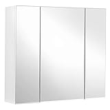 VASAGLE Spiegelschrank, Badezimmerschrank, Aufbewahrungsschrank mit 3 Türen, 60 x 15 x 55 cm,...