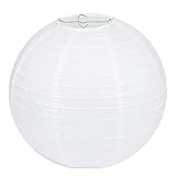 Lampenschirm Rund Weiß Papier Laterne Classic Bamboo Style Gerippter Lampenschirm Deko für Party...