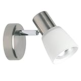Brilliant Wandlampe Luca - 1-flammiger Wandspot in eisen chrom mit weißem Glas - Wandleuchte mit...