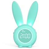 Homealexa Kinder Lichtwecker Cute Rabbit Kinderwecker Creative Nachttischlampe Snooze-Funktion,...