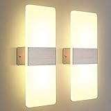 Wandleuchte LED Innen 2er Pack 12W Wandlampe Acryl Wandbeleuchtung Modern für Wohnzimmer...