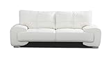 mb-moebel Kleiner 3-Sitzer Design Sofa 3er Büro Kunstleder Sofagarnitur Weiß Couch Florida (Weiß)