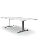 Weber Büro Easy Konferenztisch Bootsform 240x120 cm Weiß mit Elektrifizierung Besprechungstisch...
