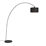 Qazqa - Moderne Bogenlampe schwarz - Vinossa I Wohnzimmer - Stahl Länglich - LED geeignet E27