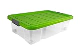 BigDean Unterbettbox mit Rollen 60x40x18 cm Box transparent - Deckel Limegrün