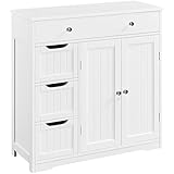 Yaheetech Badezimmerschrank Badschrank mit 4 Schubladen & 1 Schrank und verstellbarem Einlegeboden...