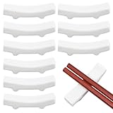 PLIGREAT 10 Stück weißes Porzellan Stäbchen Halter Chinesisch Keramik Essstäbchen Halter...