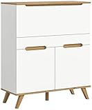 xonox.home Wohnzimmer Stockholm Sekretär Schreibschrank Schrank Stauraumschrank in weiß Absetzung...