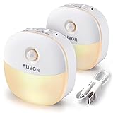 AUVON LED Nachtlicht mit Bewegungsmelder, Aufladbar USB Nachtlicht Kinder mit 3 Modi (Auto/ON/OFF),...