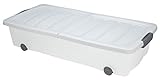 Unterbettkommode mit Rollen - 80 x 40 x 17 cm / 40 Liter - Farbe: weiß - Aufbewahrungsbox Betten...