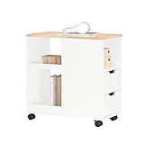 SoBuy FBT130-WN Druckertisch mit Rollen Druckerständer Druckerschrank Aktenschrank Rollcontainer...