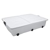 Spetebo Unterbettkommode mit Rollen - 80 x 60 x 17 cm / 60 Liter - Farbe: weiß - Aufbewahrungsbox...
