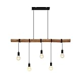 Lindby Pendelleuchte 'Rom' (Retro, Vintage, Antik) aus Holz u.a. für Wohnzimmer & Esszimmer (5...