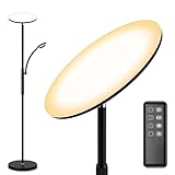 KARY Stehlampe LED dimmbar 30W Deckenfluter mit 7W Leselampe und Fernbedienung, Touch Stehleuchte,...