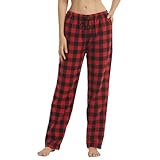 YUSHOW Schlafanzughose Damen Lang Flanell Baumwolle Karierte Pyjamahose Winter Weich Nachtwäsche...