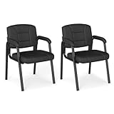 COSTWAY Konferenzstühle 2er Set, Besucherstühle mit gepolsterten Armlehnen und Metallrahmen,...