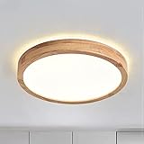 Holz LED Deckenleuchte | Top 360° Glühen Holz Deckenlampe | Warmweiß 3000K 1620lm 18W | Runde...