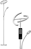 Anten Stehlampe LED 20W mit 7W Leselampe Grau Standleuchte Dimmbar mit Fernbedienung 3000K-6000K...