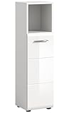 xonox.home - Badschrank Ice 30x110x30 cm in weiß Hochglanz Tiefziehfront Korpus weiß - Kommode...