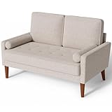 2 Sitzer, Modernes 2er Sofa mit 2 Wurfkissen, Kleine Stoffcouch mit Armlehne, Mini Sofa für...