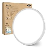 slochi LED Deckenleuchte Flach 24W 2800LM, 3Farben - 3000K/4000K/6500K, Ø30CM Deckenlampe IP54...