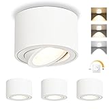 GeyouLux LED Aufbauspots Dimmbar - Extra Flach 30° Schwenkbar Ø80x50mm Deckenspots Weiß - inkl....