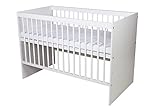 KMbaby Babybett TANY Weiß 120 x 60 cm mit Matratze - Baby Kinderbett Gitterbett...