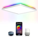 RGB LED Deckenleuchte Dimmbar, 24W 2000LM Farbwechsel Deckenlampe, IP44 App Smart Panel for...