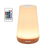 Auxmir Nachttischlampe Nachtlicht Touch Dimmbar mit 13 Farben und 4 Modi, LED Tischlampe USB...