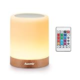 Auxmir LED Nachttischlampe mit Touch-Funktion und Fernbedienung, 13 Farben 3 Modi, Warmweiß & RGB...