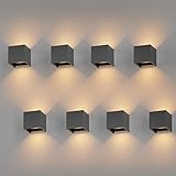 K-Bright 8 Stück LED Wandleuchten Innen/Außen 12W Wandlampe Auf und ab Einstellbarer Lichtstrahl,...