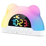 Azyh Kinderwecker, Wecker Digital für Mädchen Jungen, Schlaftrainer Kinder mit 11 RGB Farb...