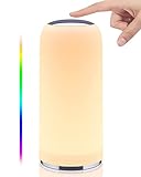 EASEMO Nachttischlampe Touch Dimmbar, 256 RGB Warmweißes Tischlampe für Schlafzimmer mit...