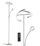 Anten Stehlampe Dimmbar LED KAKA- | Silber-Stehleuchte 25W mit flexibler 7W Leselampe | Modern...
