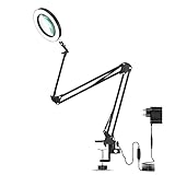 LED-Lupenlampen, 3-armige Lupe mit Licht, 8 fache Lupenlampe mit Klemme, bewegliche Arme, 3...