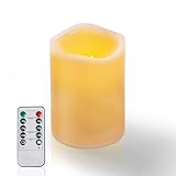 Homemory Flackernde Flammenlose Echtwachskerzen, Batteriebetriebene Kerzen mit Fernbedienung und...