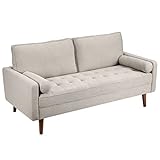 Vesgantti Sofa 2 Sitzer, Moderne Loveseat Sofa mit 2 Wurfkissen, Leinenstoff Couch mit Armlehne,...