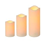 3er Set LED Echtwachskerzen 'Outdoor' mit flackerndem Licht warmweiß inkl. 5h Timer 3 Größen...