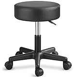 TRESKO Rollhocker höhenverstellbar Schwarz bis 150 kg | Hocker Drehhocker 10 cm Dicke Polsterung...